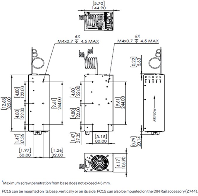 Mechanical Drawing - Advanced Energy FC1500 Medical Capacitor Charger & Power Supply